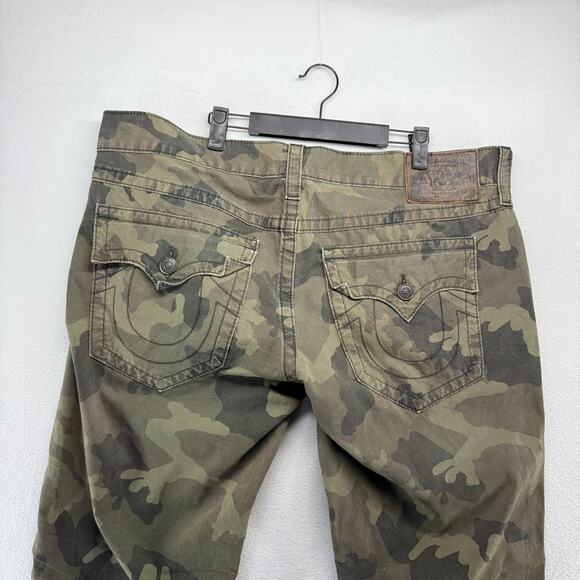 True Religion Jeans men's 40 Green Camo Military Woodland Flap Pockets USA made - Picture 9 of 14